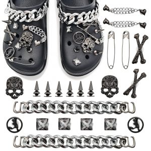 New Punk Metal Rivets Shoes, Decoration Clogs Shoes